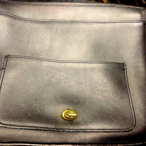 M Vintage COACH Black Stewardess Glove Tanned Turn Lock Bag Costa Rica COA 9525 - Picture 16 of 17